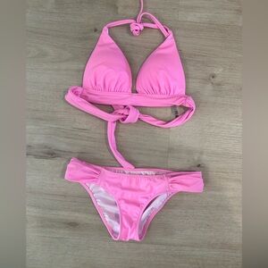 Victoria’s Secret Bikini Set Padded Pink Triangle Top - XS
